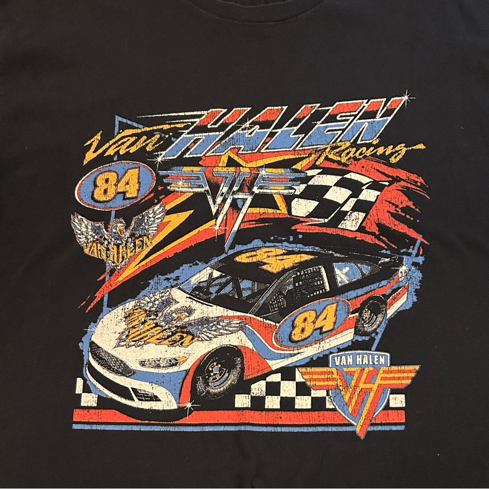 Vintage Style Van Halen Racing Black Tee - Picture 2 of 6